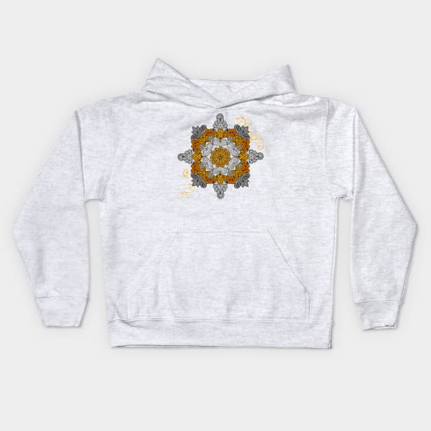 Mandala - Silver & Gold Kids Hoodie by aleibanez